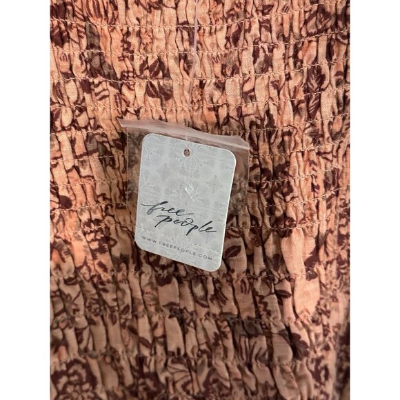 NWT Free People Smock It To Me Mini Dress Women's Small Apricot Combo bodycon - Picture 6 of 12